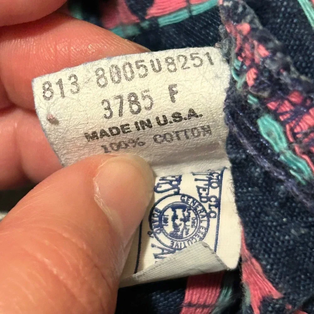 Vintage OshKosh B'Gosh Denim Vestbak Pink Tulip Floral Embroidered Overalls 6-9M